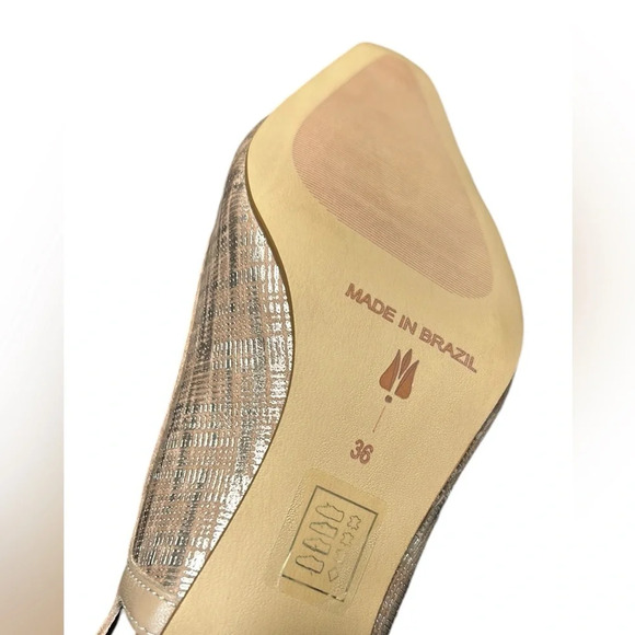 Anthropologie shoes women NEW! Slingback kitten heel Aurora warm taupe gold.7.5 - Picture 3 of 16
